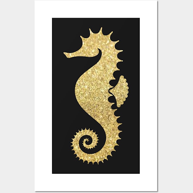 Gold Faux Glitter Seahorse Wall Art by Felicity-K